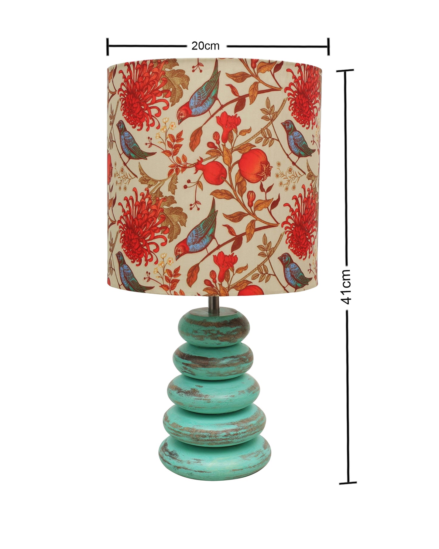 Wood Table Lamp French Country Rustic Bedside Desk Nightstand Lamp for Bedroom Living Room Office LED Bulb Included,Algae Multi-Pebble