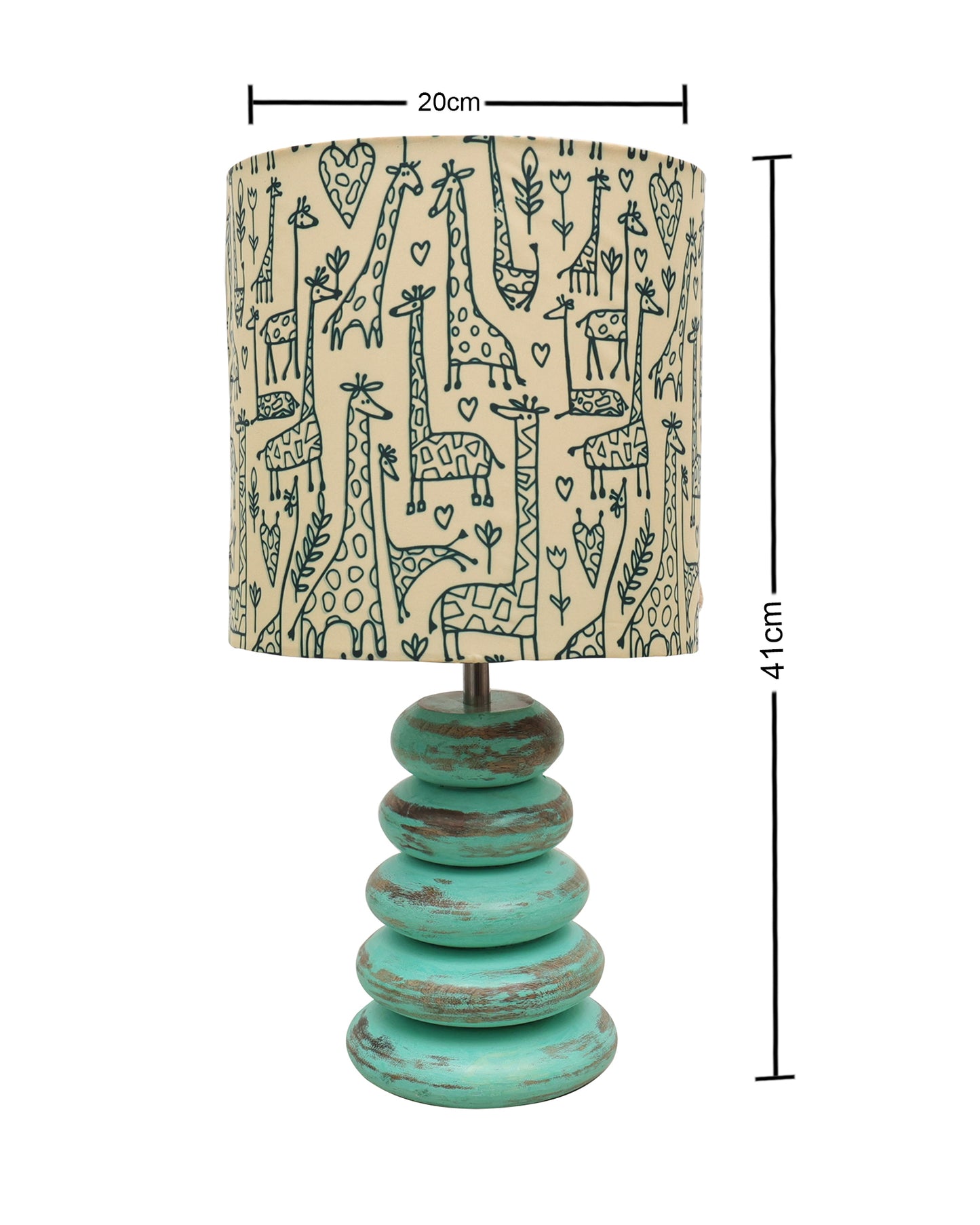 Wood Table Lamp French Country Rustic Bedside Desk Nightstand Lamp for Bedroom Living Room Office LED Bulb Included,Algae Multi-Pebble