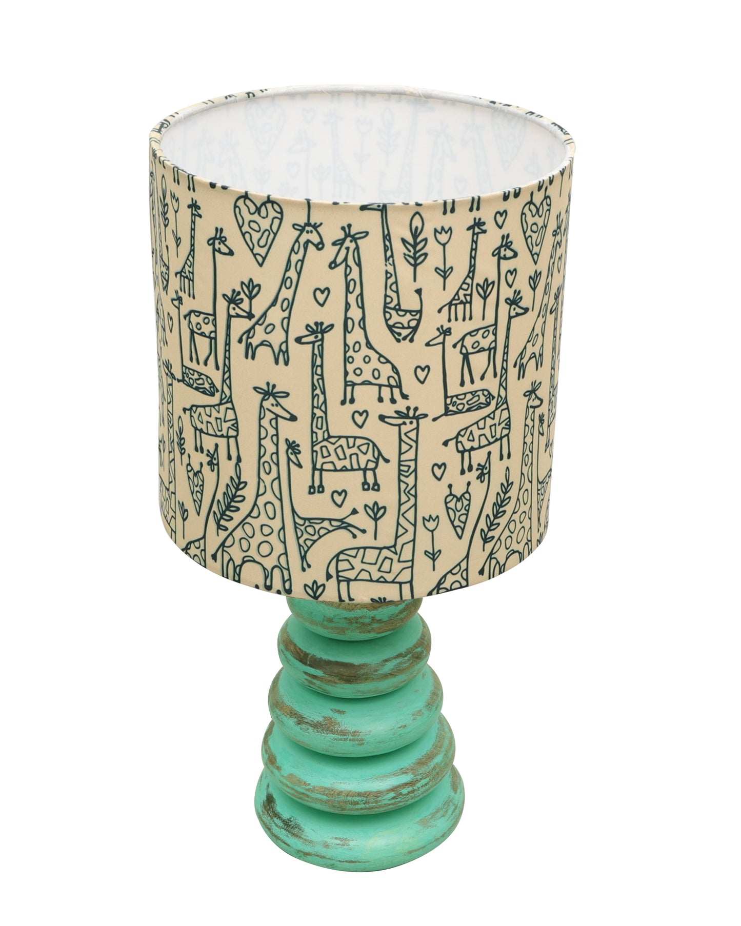 Wood Table Lamp French Country Rustic Bedside Desk Nightstand Lamp for Bedroom Living Room Office LED Bulb Included,Algae Multi-Pebble