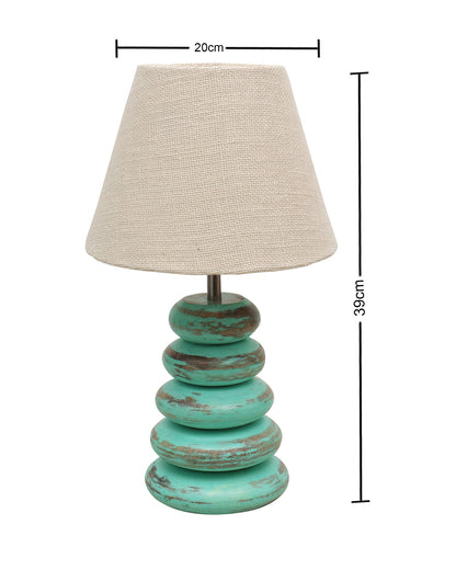 Wood Table Lamp French Country Rustic Bedside Desk Nightstand Lamp for Bedroom Living Room Office LED Bulb Included,Algae Multi-Pebble