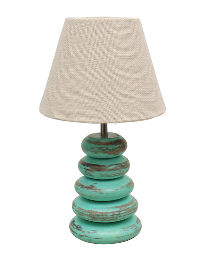 Wood Table Lamp French Country Rustic Bedside Desk Nightstand Lamp for Bedroom Living Room Office LED Bulb Included,Algae Multi-Pebble