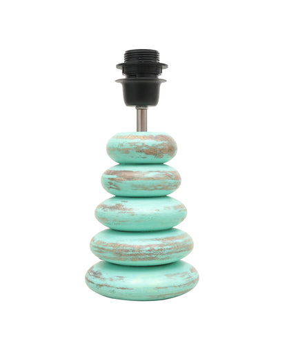 Wood Table Lamp French Country Rustic Bedside Desk Nightstand Lamp for Bedroom Living Room Office LED Bulb Included,Algae Multi-Pebble