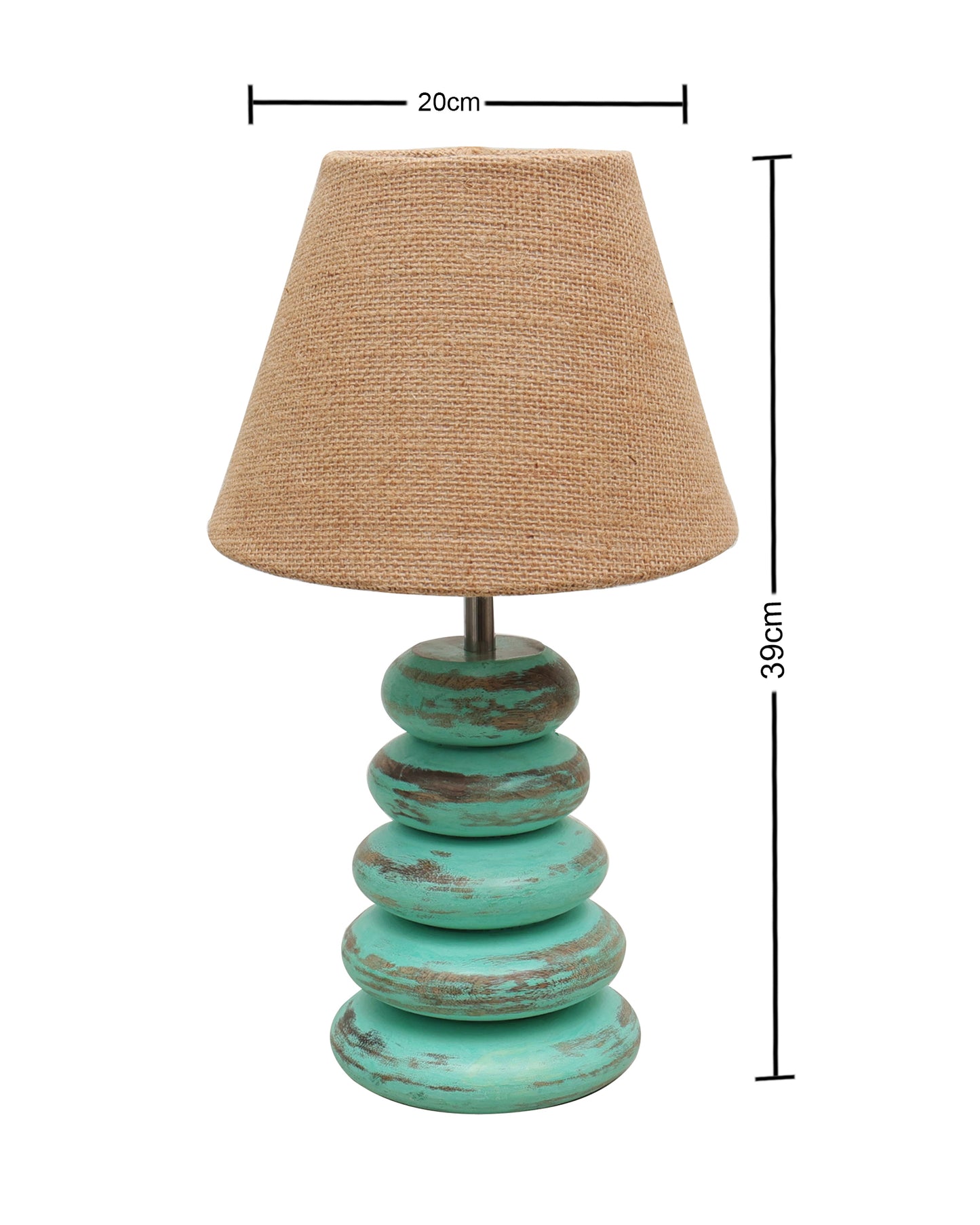 Wood Table Lamp French Country Rustic Bedside Desk Nightstand Lamp for Bedroom Living Room Office LED Bulb Included,Algae Multi-Pebble