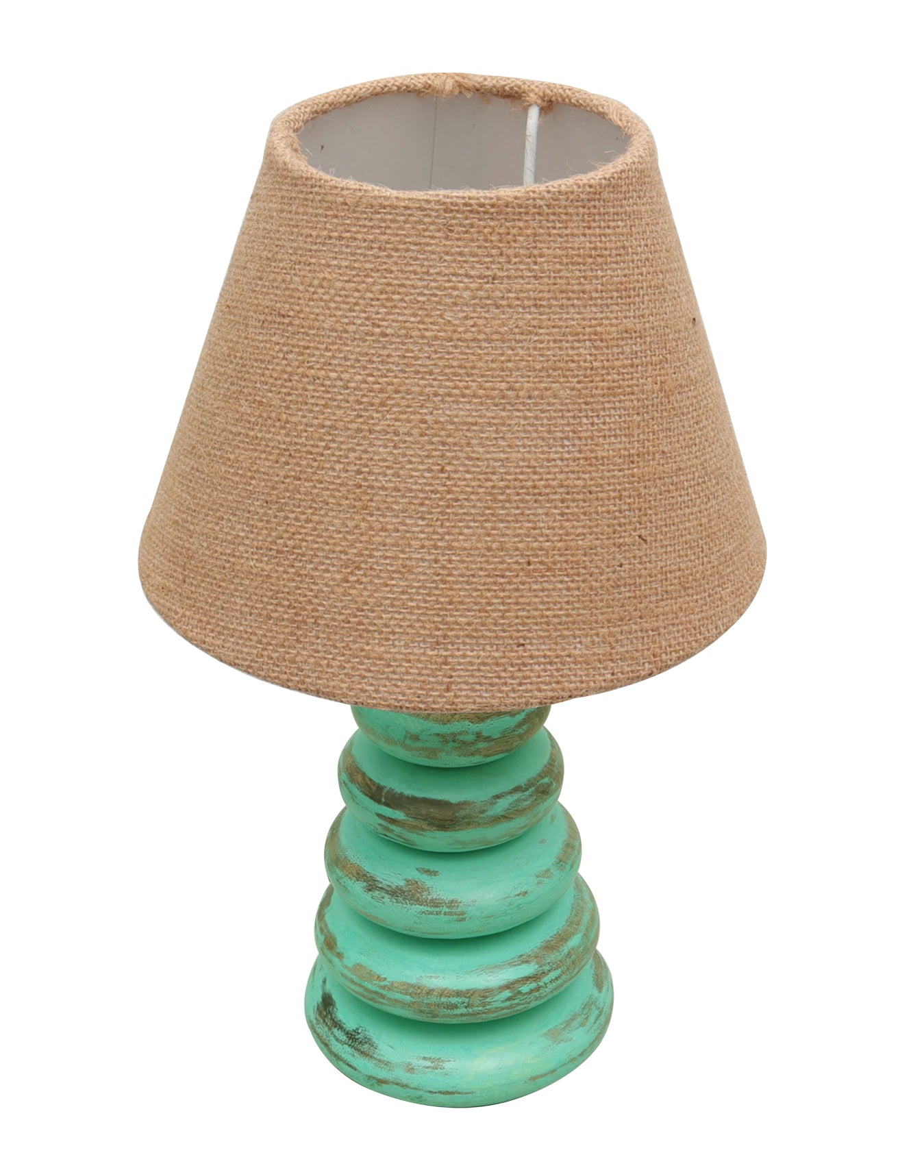 Wood Table Lamp French Country Rustic Bedside Desk Nightstand Lamp for Bedroom Living Room Office LED Bulb Included,Algae Multi-Pebble
