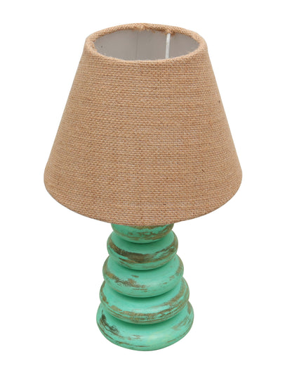 Wood Table Lamp French Country Rustic Bedside Desk Nightstand Lamp for Bedroom Living Room Office LED Bulb Included,Algae Multi-Pebble