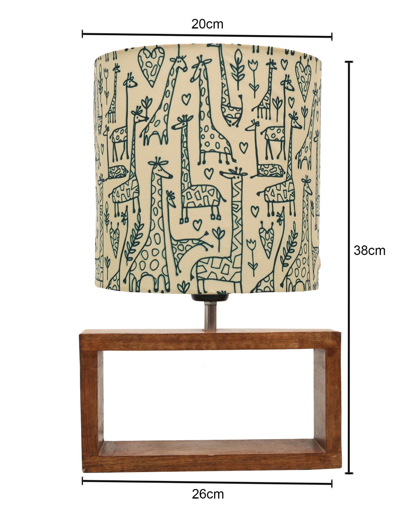 Wood Table Lamp French Country Rustic Bedside Desk Nightstand Lamp for Bedroom Living Room Office LED Bulb Included, Walnut Rectangle Drum