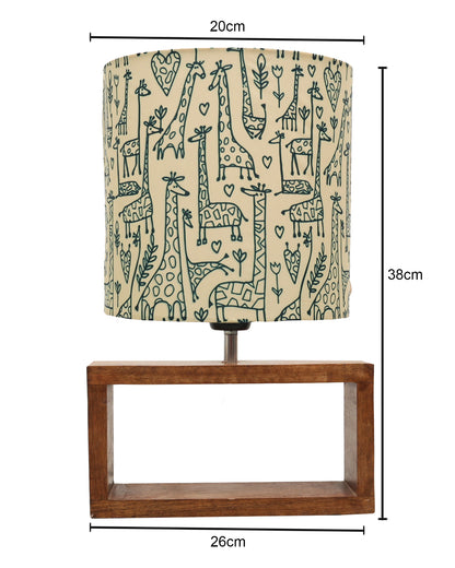 Wood Table Lamp French Country Rustic Bedside Desk Nightstand Lamp for Bedroom Living Room Office LED Bulb Included, Walnut Rectangle Drum
