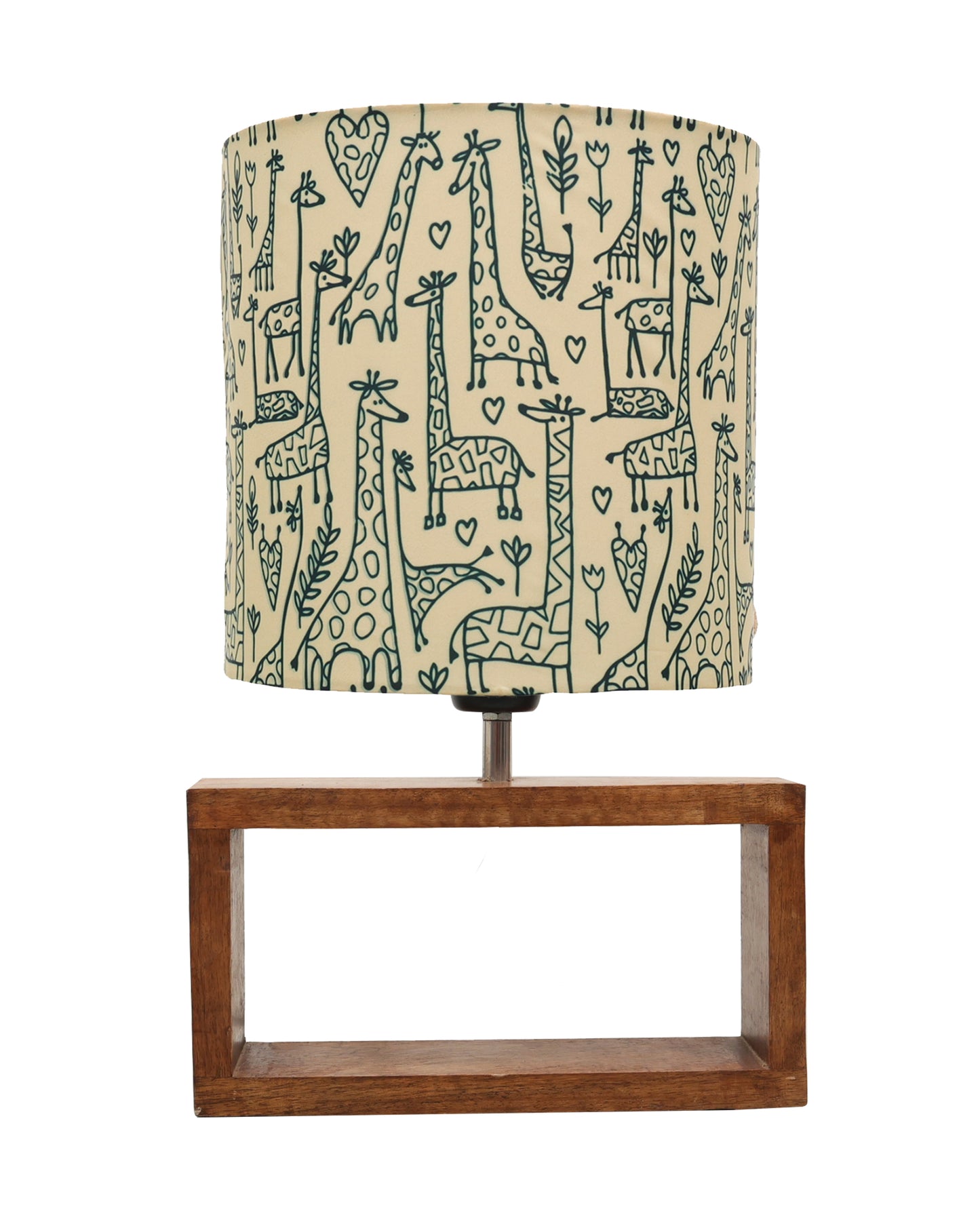 Wood Table Lamp French Country Rustic Bedside Desk Nightstand Lamp for Bedroom Living Room Office LED Bulb Included, Walnut Rectangle Drum