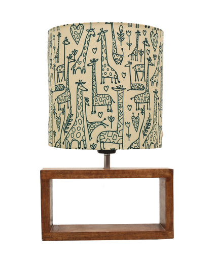 Wood Table Lamp French Country Rustic Bedside Desk Nightstand Lamp for Bedroom Living Room Office LED Bulb Included, Walnut Rectangle Drum