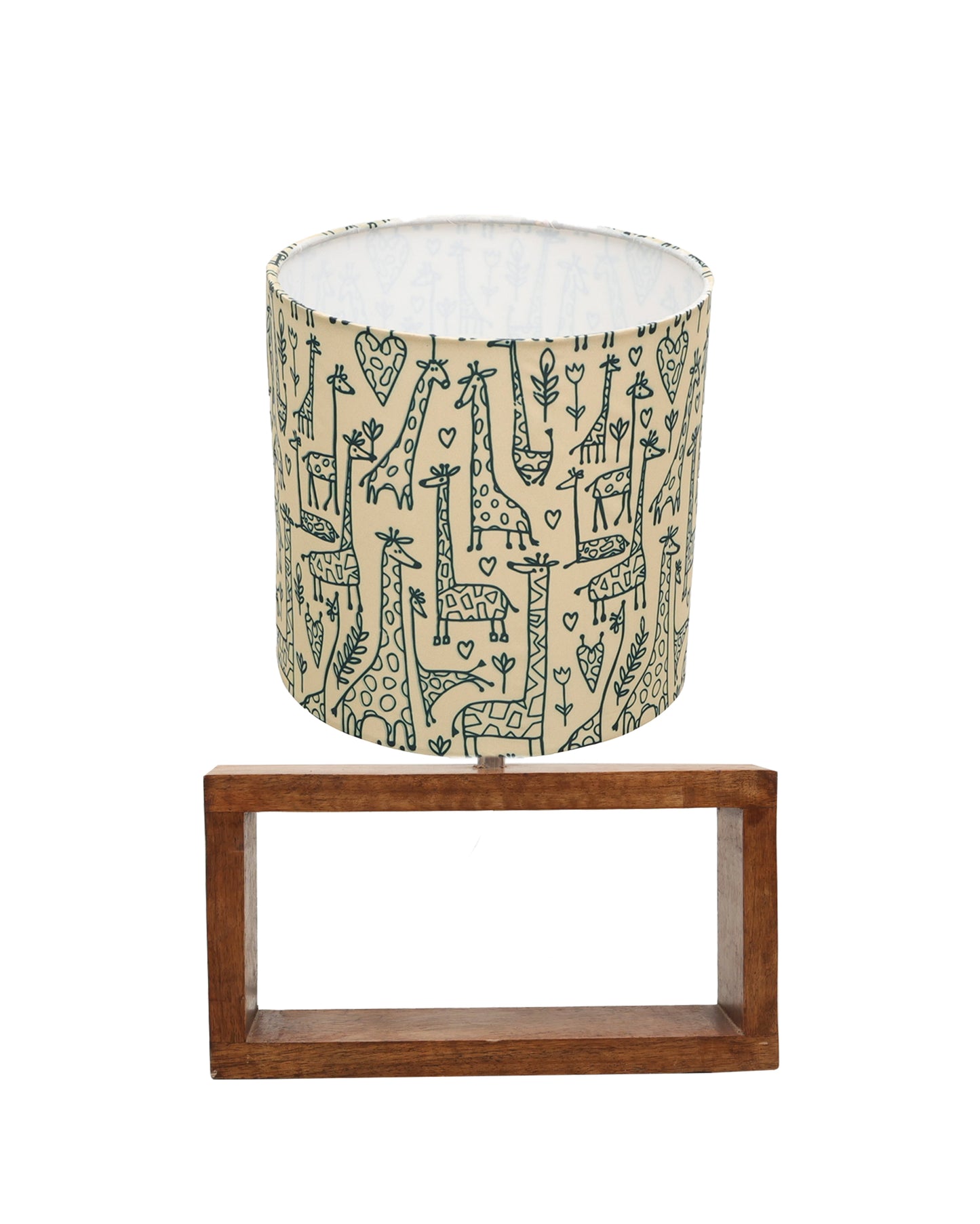 Wood Table Lamp French Country Rustic Bedside Desk Nightstand Lamp for Bedroom Living Room Office LED Bulb Included, Walnut Rectangle Drum