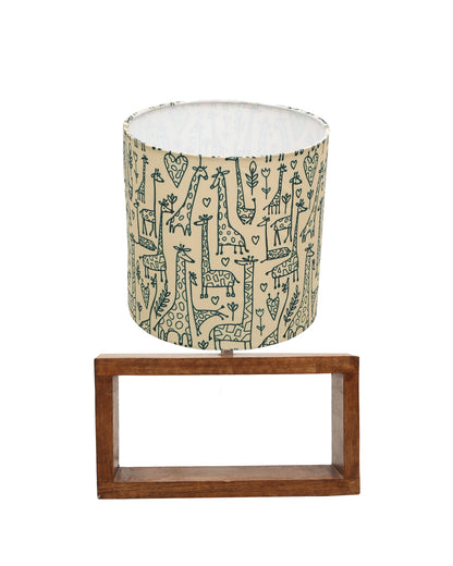 Wood Table Lamp French Country Rustic Bedside Desk Nightstand Lamp for Bedroom Living Room Office LED Bulb Included, Walnut Rectangle Drum