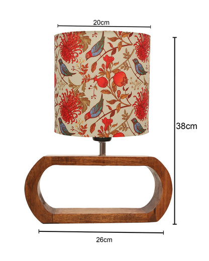 Wood Table Lamp French Country Rustic Bedside Desk Nightstand Lamp for Bedroom Living Room Office LED Bulb Included, Walnut Oblong Drum