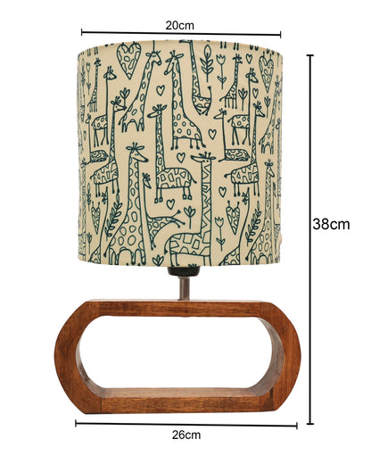 Wood Table Lamp French Country Rustic Bedside Desk Nightstand Lamp for Bedroom Living Room Office LED Bulb Included, Walnut Oblong Drum