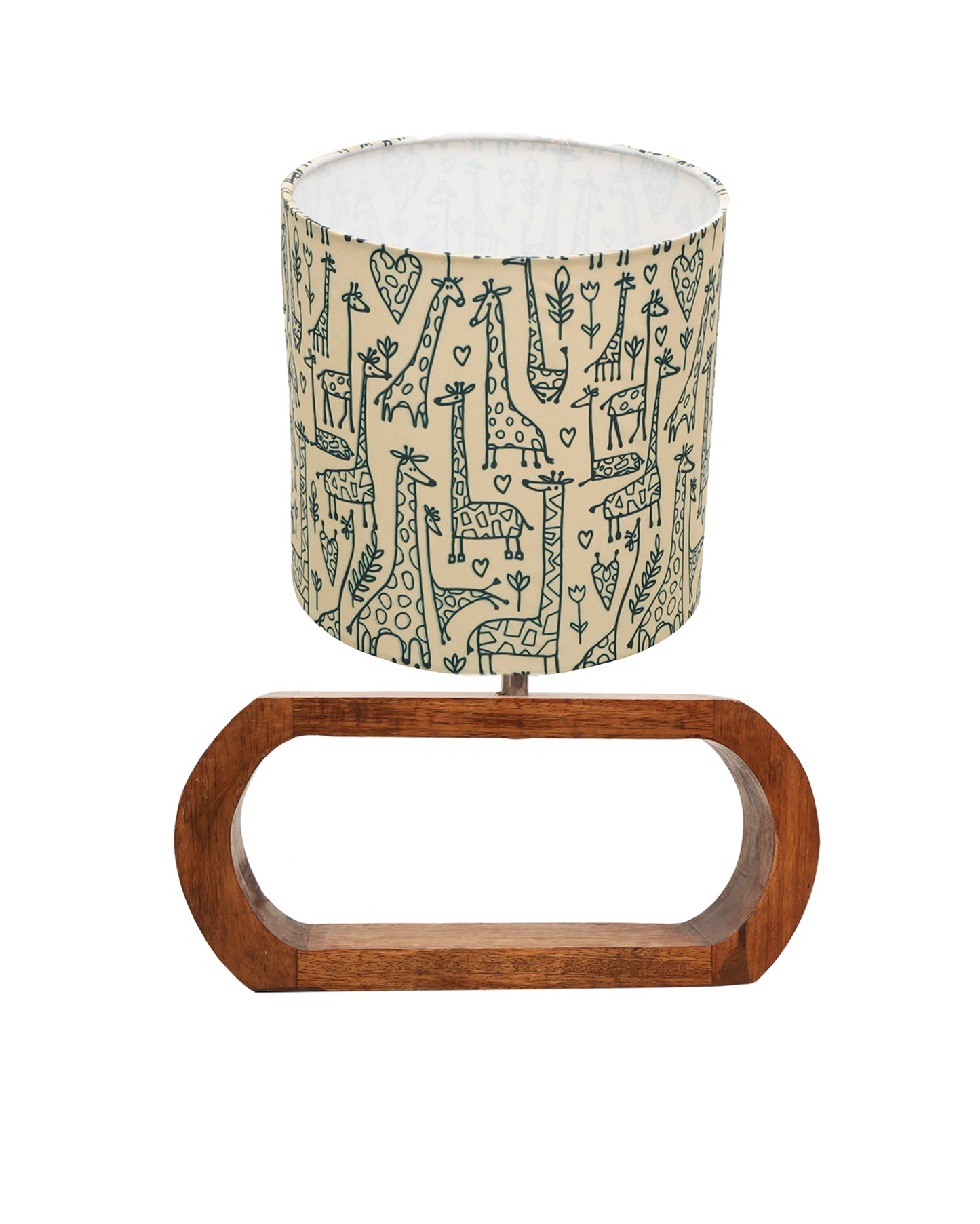 Wood Table Lamp French Country Rustic Bedside Desk Nightstand Lamp for Bedroom Living Room Office LED Bulb Included, Walnut Oblong Drum