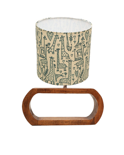 Wood Table Lamp French Country Rustic Bedside Desk Nightstand Lamp for Bedroom Living Room Office LED Bulb Included, Walnut Oblong Drum