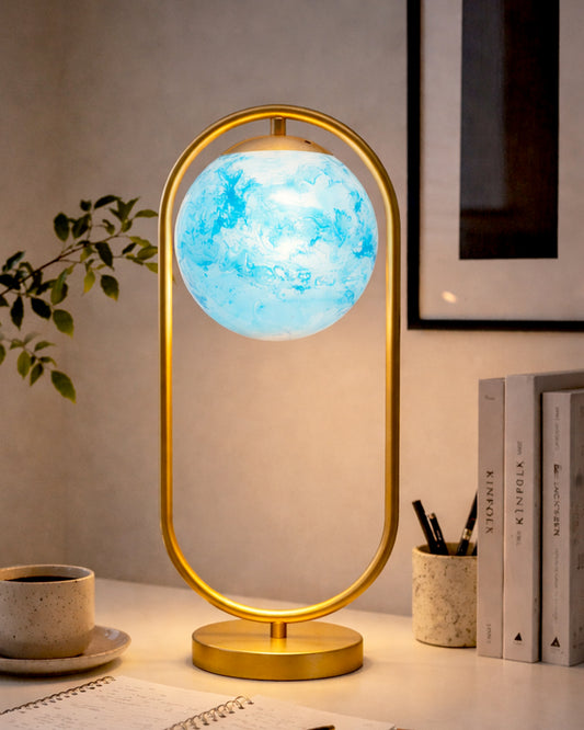 Modern Bedside Night Lamp Mini Gold Table Light Metal Gold Finished Bedside Desk Lamp with Milky White Shade for Living Room Bedroom, Oval