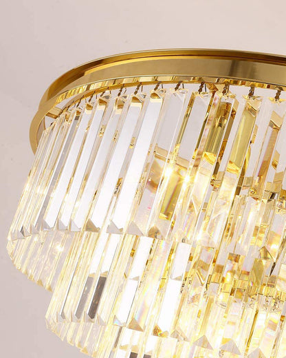 Modern Gold Crystal Chandelier 5 Lights 15.7 in Ceiling Pendant Light Fixtuers Round 3 Tiers Chandelier