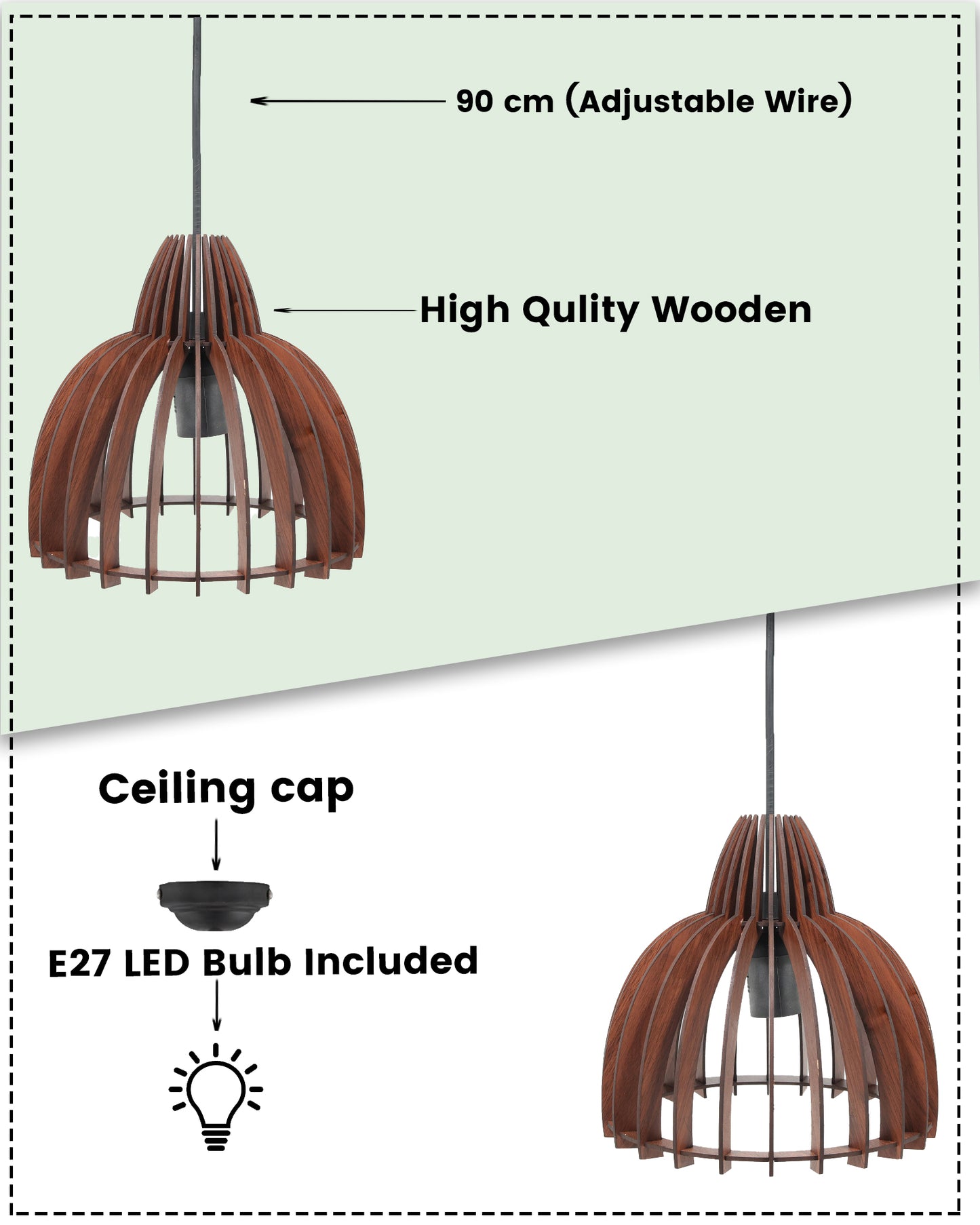 Wood Pendant Light, Mid Century Modern, Handmade, Ceiling Lamp, Chandelier Lighting, Industrial Lamp, Wooden Lamp, Lampshade Ceiling, Tulip