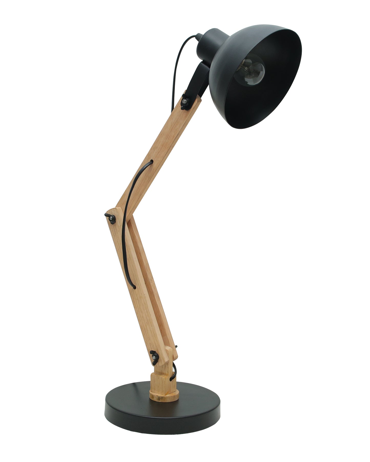 Wood Metal Desk Lamp, Swing Arm Desk Lamp, Adjustable Architect Study Table Lamp, Reading Lamp for Home, Office, Multi-Joint