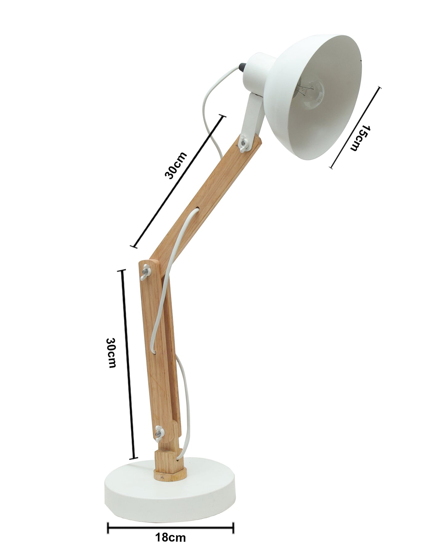 Wood Metal Desk Lamp, Swing Arm Desk Lamp, Adjustable Architect Study Table Lamp, Reading Lamp for Home, Office, Multi-Joint
