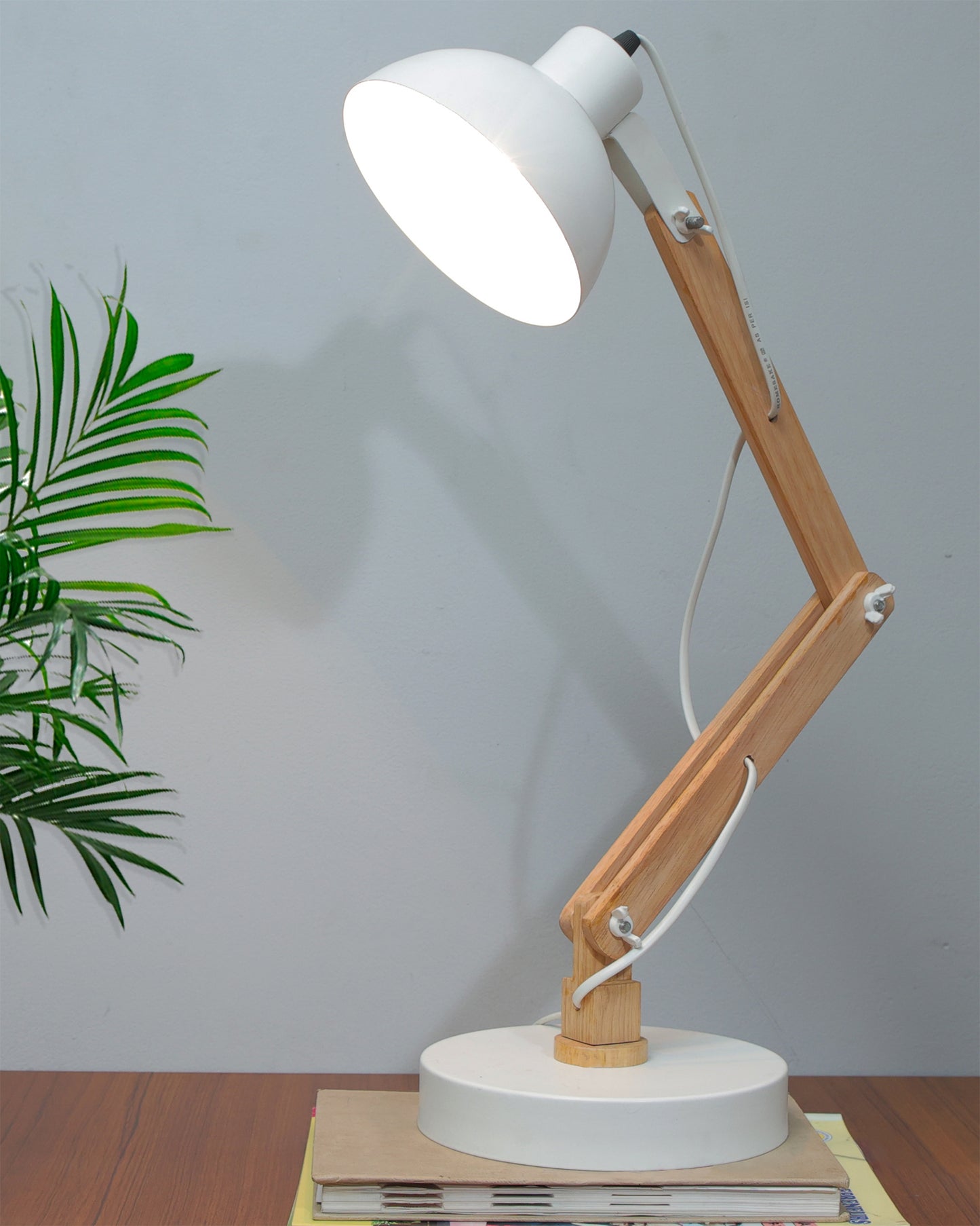 Wood Metal Desk Lamp, Swing Arm Desk Lamp, Adjustable Architect Study Table Lamp, Reading Lamp for Home, Office, Multi-Joint