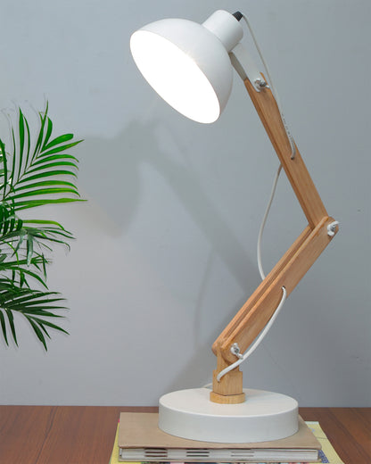 Wood Metal Desk Lamp, Swing Arm Desk Lamp, Adjustable Architect Study Table Lamp, Reading Lamp for Home, Office, Multi-Joint