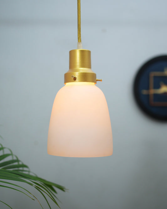 Pendant Light Fixtures Adjustable Hanging Lights Vintage White Frosted Glass Shade Nordic Dining Room Living Room Bedroom, Glossy Golden Fitting