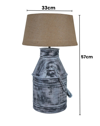 Rustic Milk Churn Can Table Lamp with Drum shade, Whitewash Finish