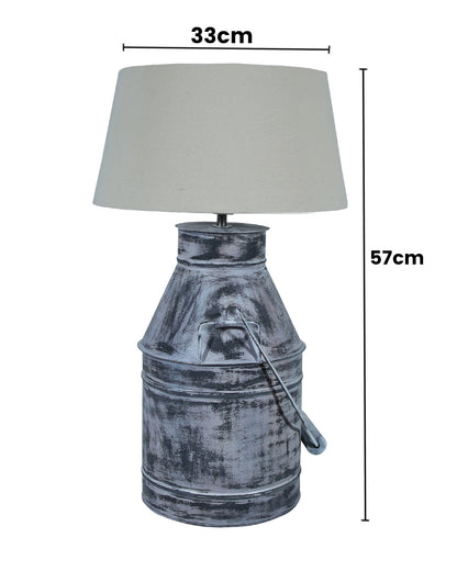 Rustic Milk Churn Can Table Lamp with Drum shade, Whitewash Finish