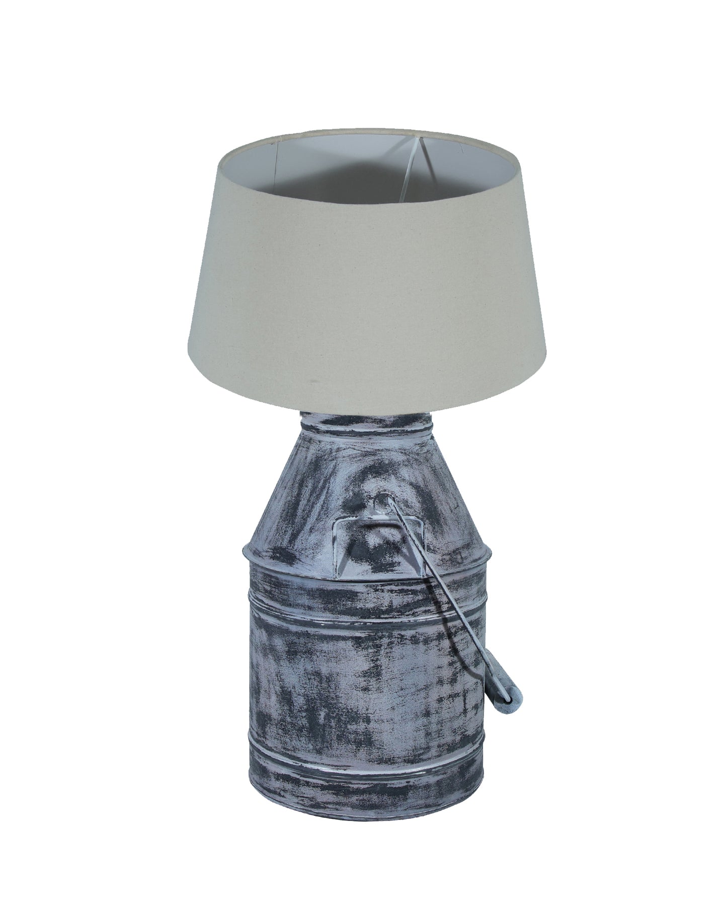 Rustic Milk Churn Can Table Lamp with Drum shade, Whitewash Finish
