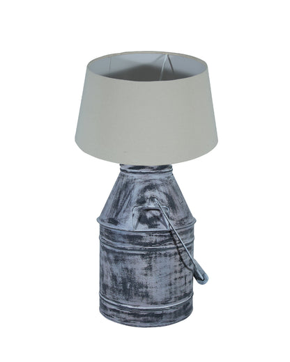 Rustic Milk Churn Can Table Lamp with Drum shade, Whitewash Finish