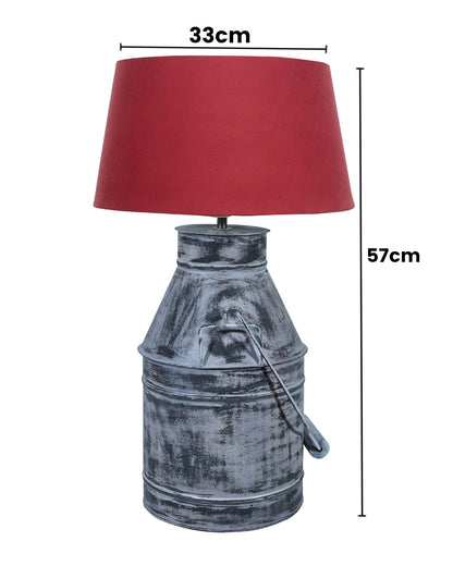 Rustic Milk Churn Can Table Lamp with Drum shade, Whitewash Finish