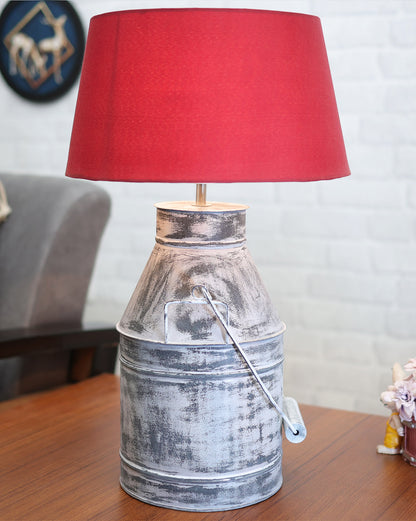Rustic Milk Churn Can Table Lamp with Drum shade, Whitewash Finish