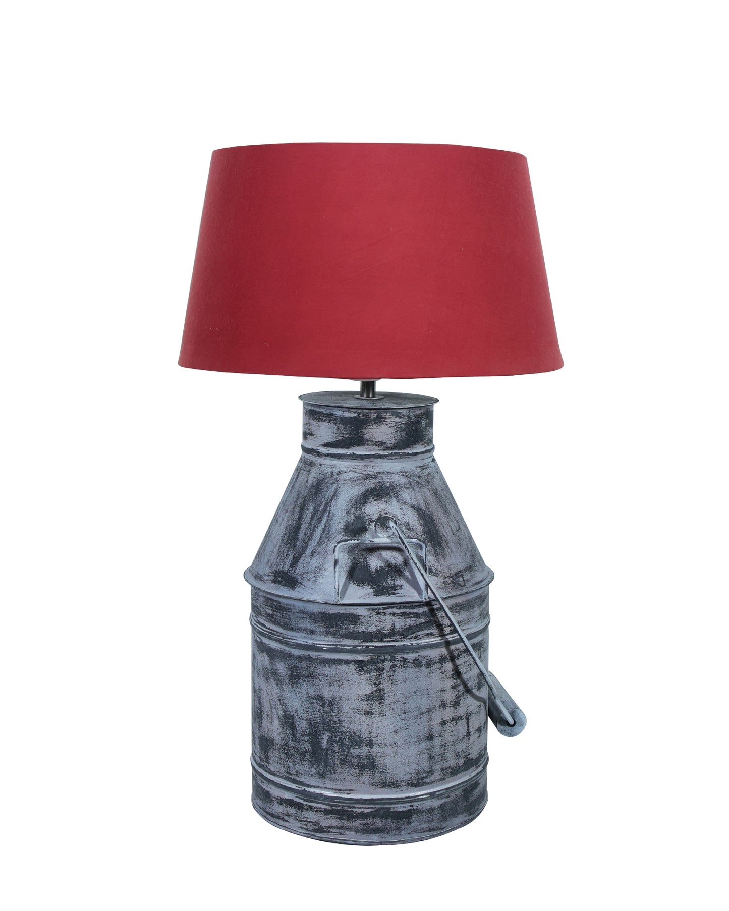 Rustic Milk Churn Can Table Lamp with Drum shade, Whitewash Finish