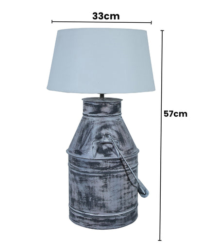 Rustic Milk Churn Can Table Lamp with Drum shade, Whitewash Finish