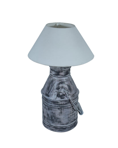 Rustic Milk Churn Can Table Lamp with cone shade, Whitewash Finish