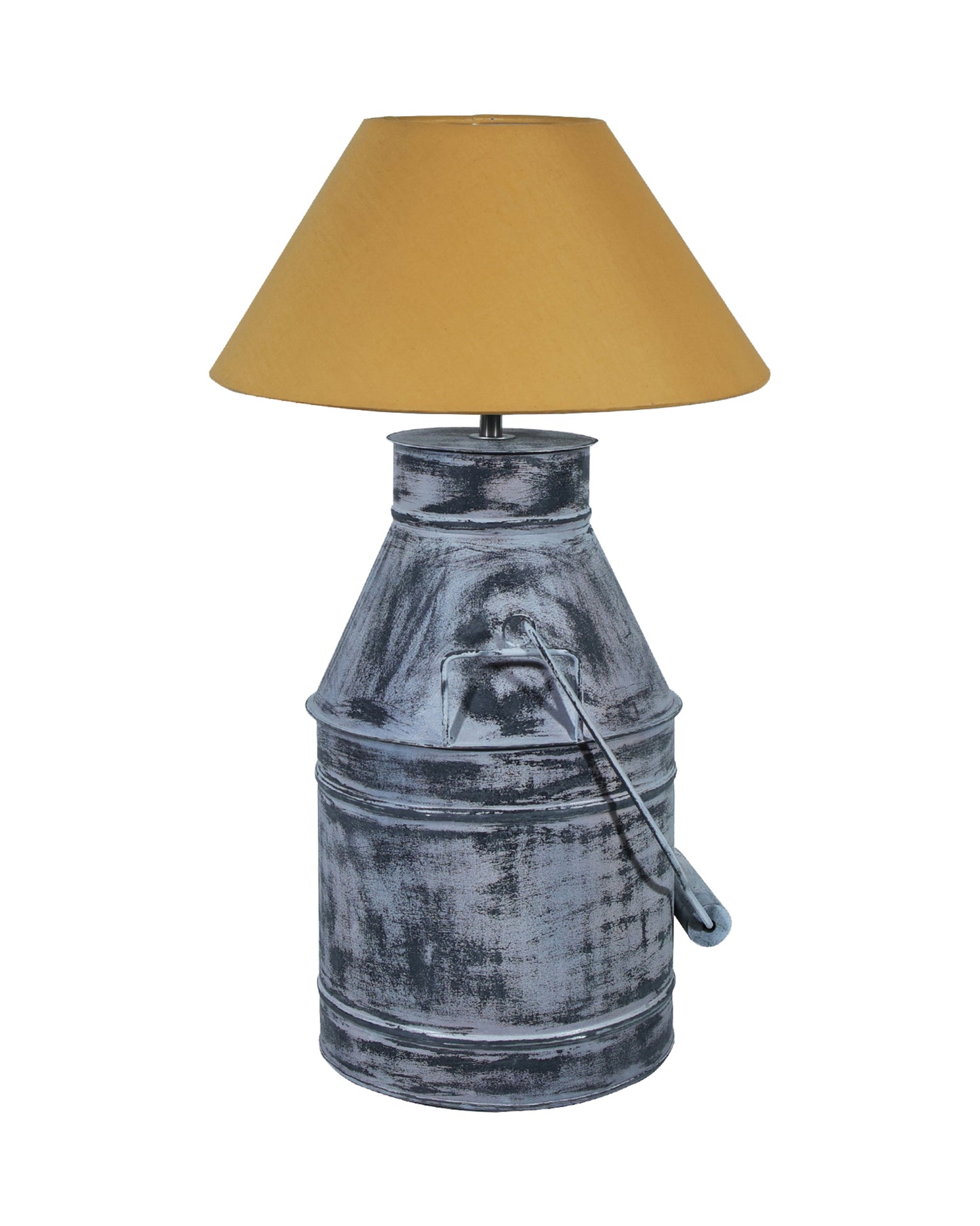 Rustic Milk Churn Can Table Lamp with cone shade, Whitewash Finish