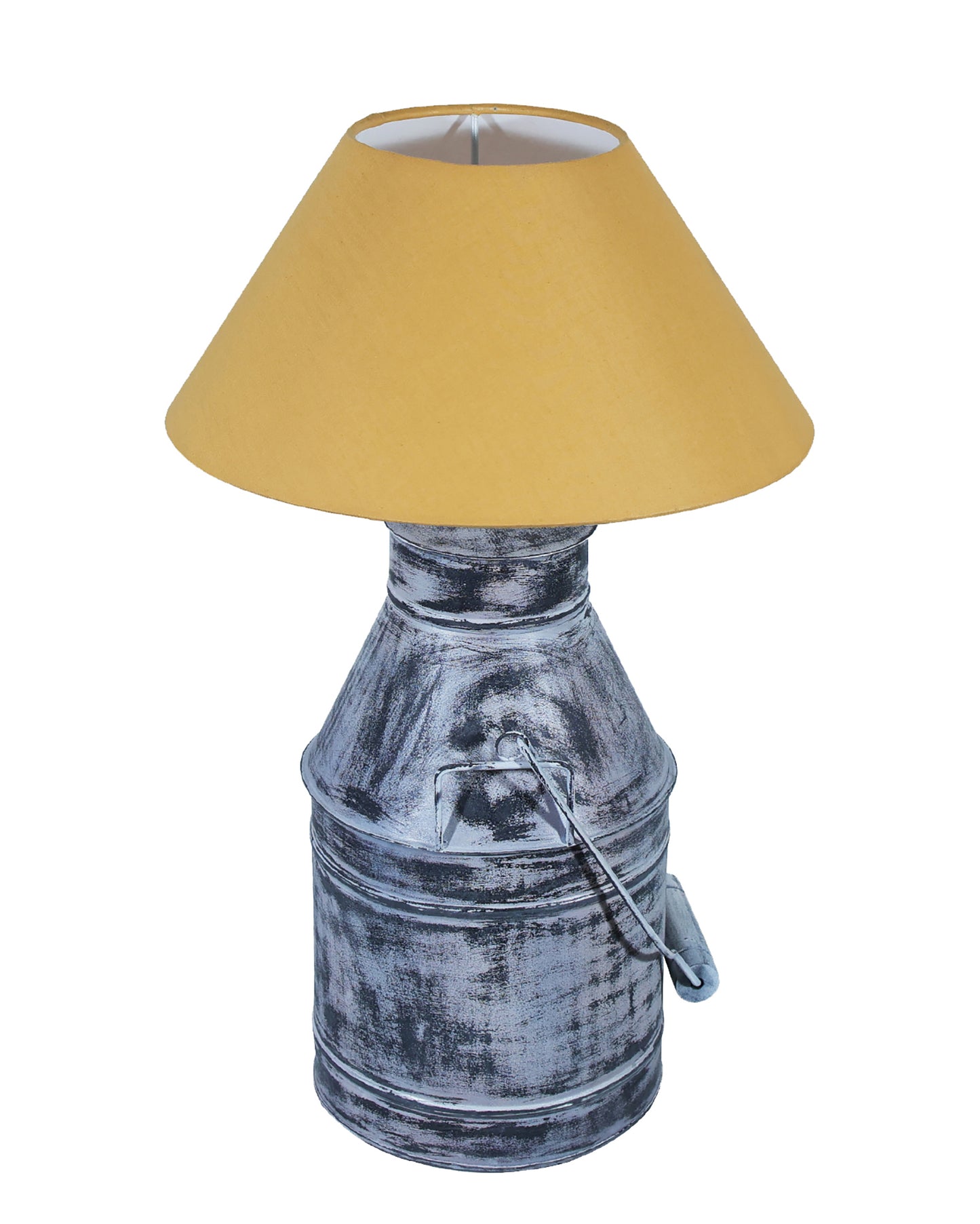 Rustic Milk Churn Can Table Lamp with cone shade, Whitewash Finish