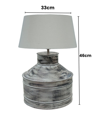 Rustic Milk Gagar Table Lamp with drum shade, Whitewash Finish