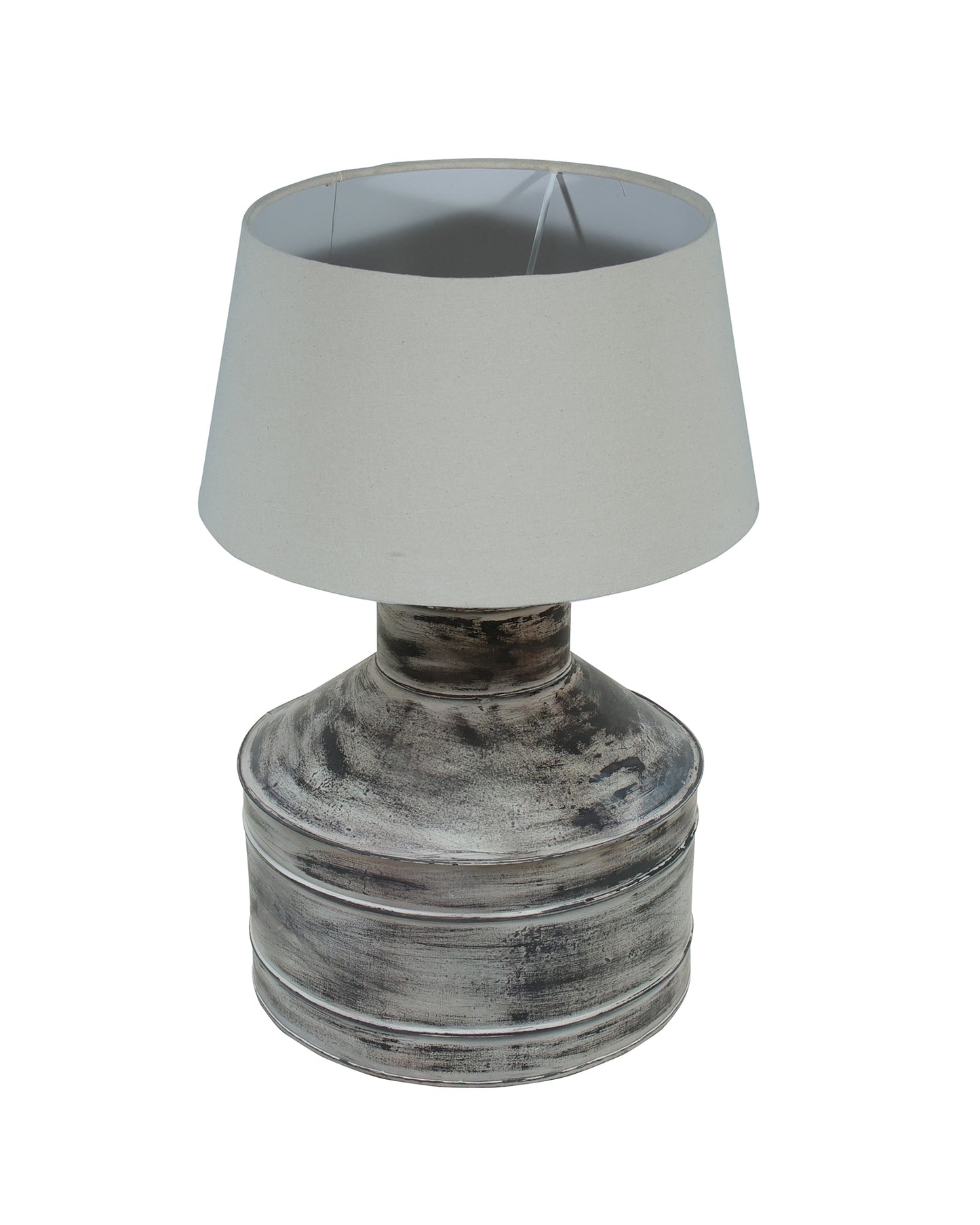 Rustic Milk Gagar Table Lamp with drum shade, Whitewash Finish