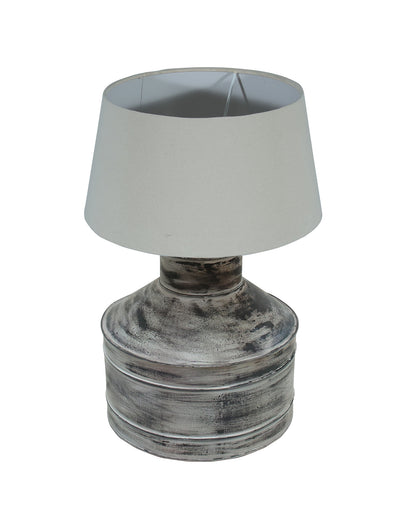 Rustic Milk Gagar Table Lamp with drum shade, Whitewash Finish