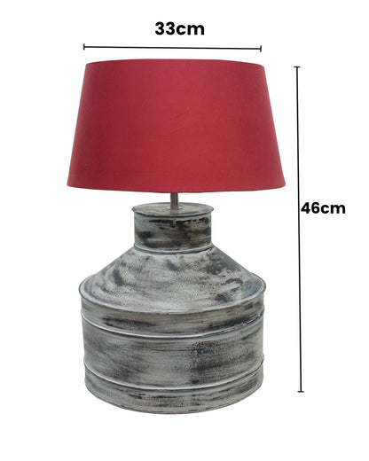 Rustic Milk Gagar Table Lamp with drum shade, Whitewash Finish