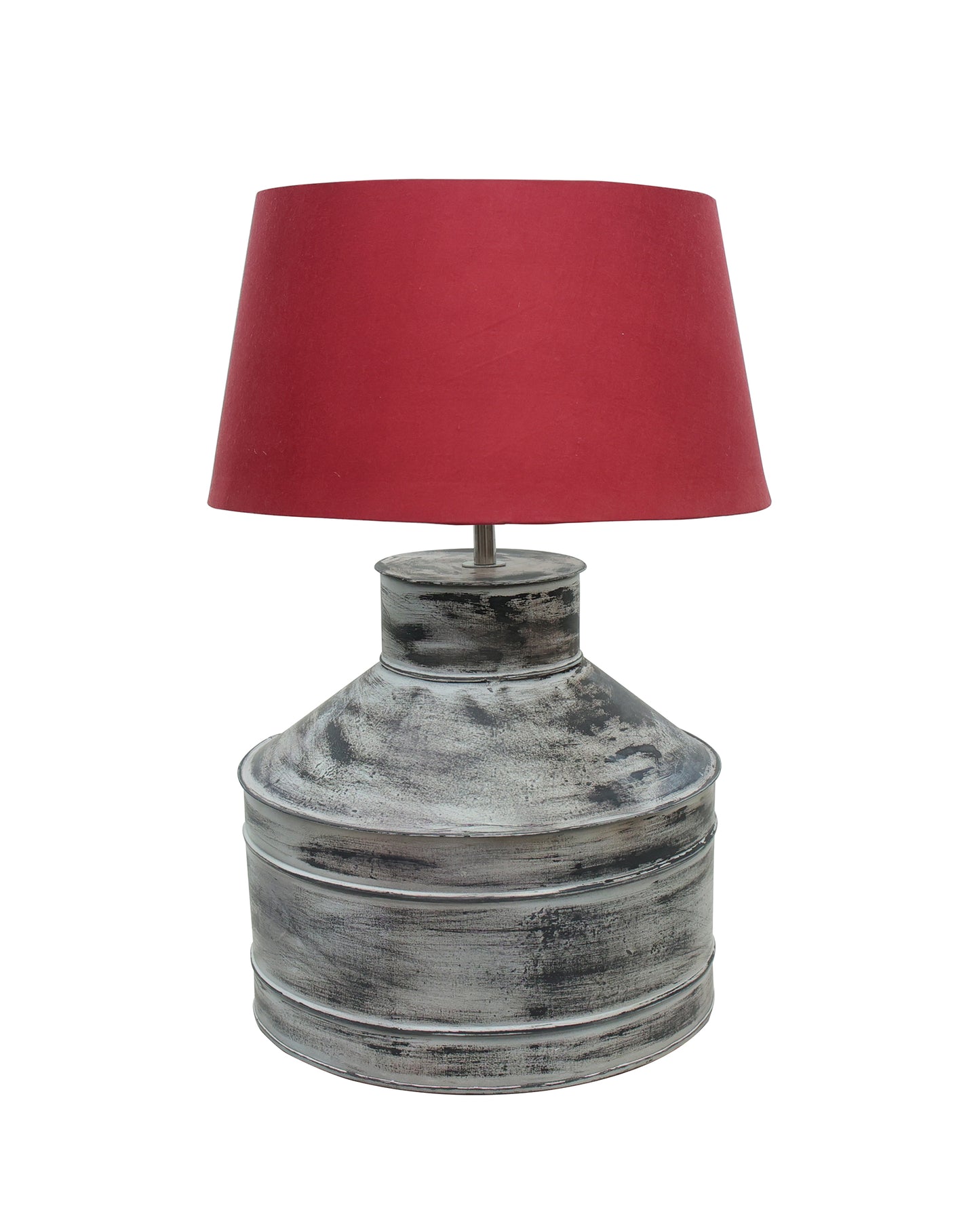 Rustic Milk Gagar Table Lamp with drum shade, Whitewash Finish
