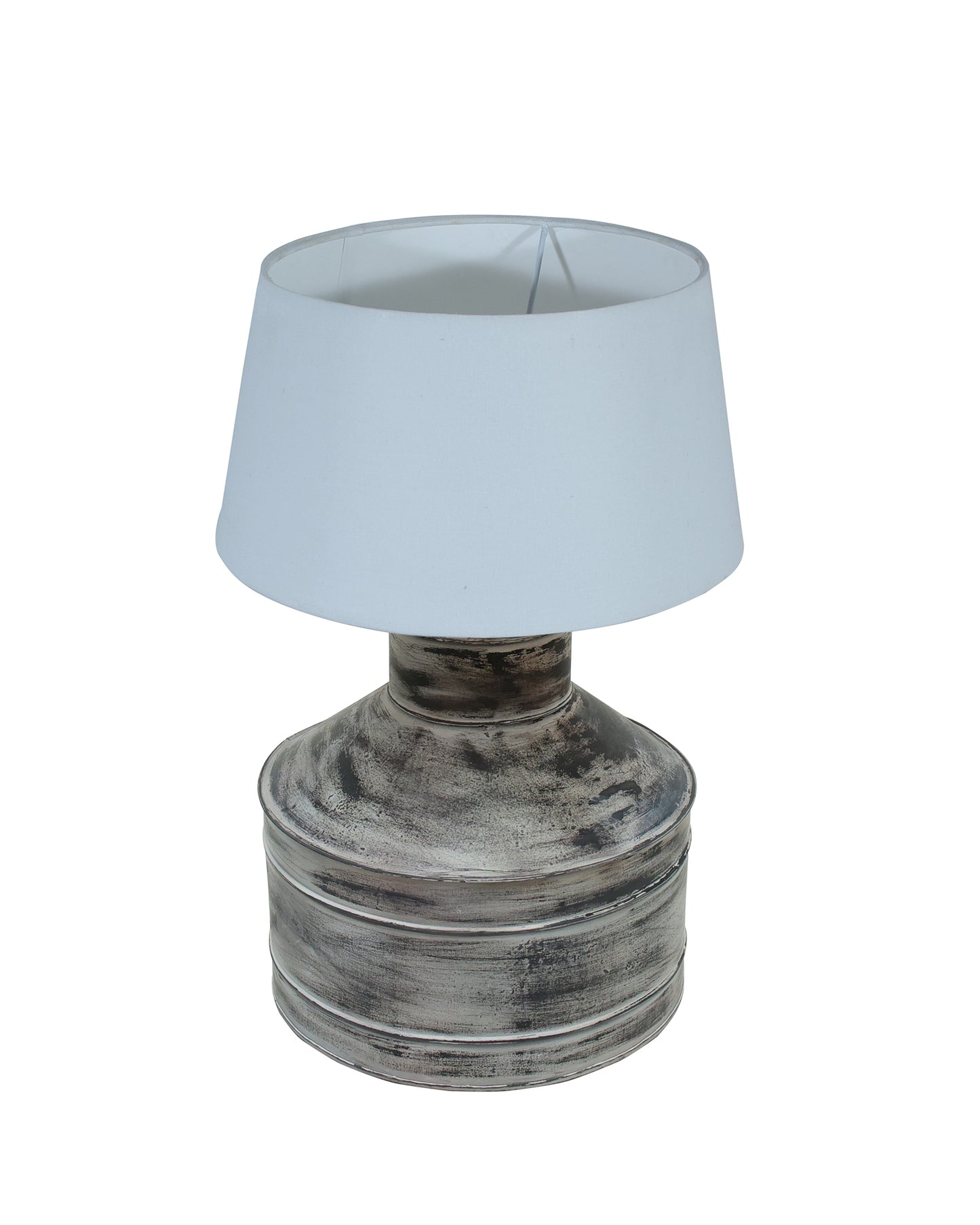 Rustic Milk Gagar Table Lamp with drum shade, Whitewash Finish