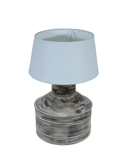 Rustic Milk Gagar Table Lamp with drum shade, Whitewash Finish