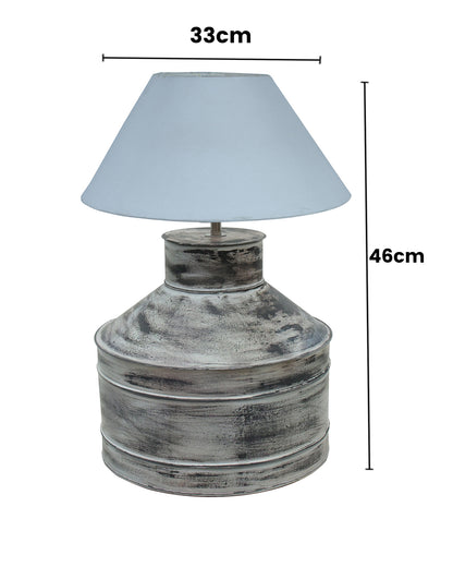 Rustic Milk Gagar Table Lamp with cone shade, Whitewash Finish