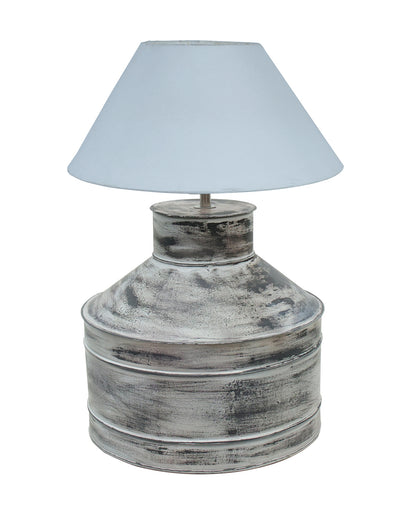 Rustic Milk Gagar Table Lamp with cone shade, Whitewash Finish