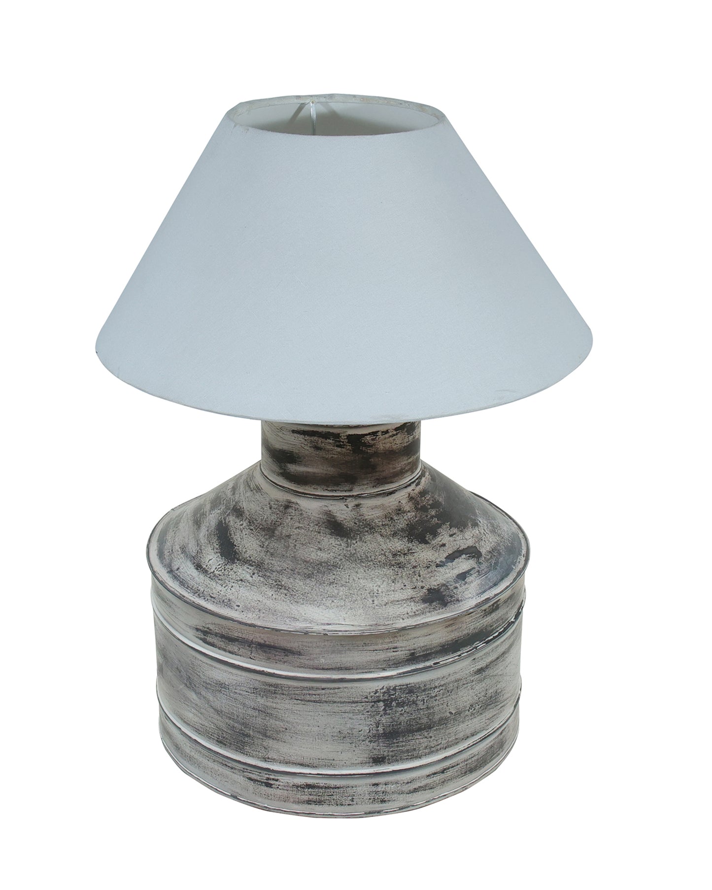 Rustic Milk Gagar Table Lamp with cone shade, Whitewash Finish