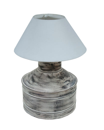 Rustic Milk Gagar Table Lamp with cone shade, Whitewash Finish
