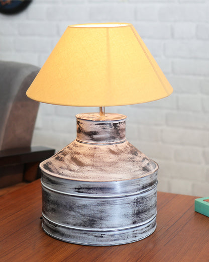 Rustic Milk Gagar Table Lamp with cone shade, Whitewash Finish